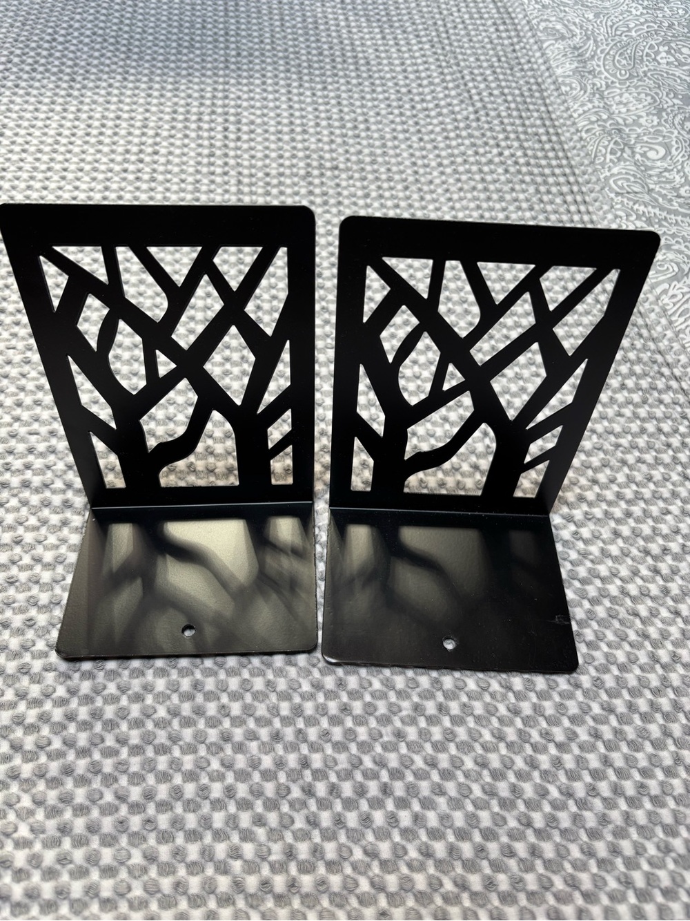 Black Metal Tree Pattern Bookends - Pair